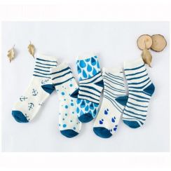 High Quality Girl Spring Stripe Wave Point Jacquard Cotton Socks 50 pairs