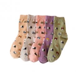 Ladies Cute Cats Print Cotton Socks For Cat Lovers 50 pairs