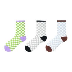 Summer Wear Women Milk Cool Silk Socks Diamond Checkerboard Toe Neon Socks 60 pairs