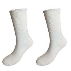 Non Binding Top White Socks Unisex Non Slip Grip Cotton Bamboo Fiber SET of 80