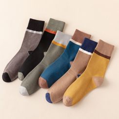 New Fashion All Match Autumn Winter Color Matching Men Tube Socks 120 pairs